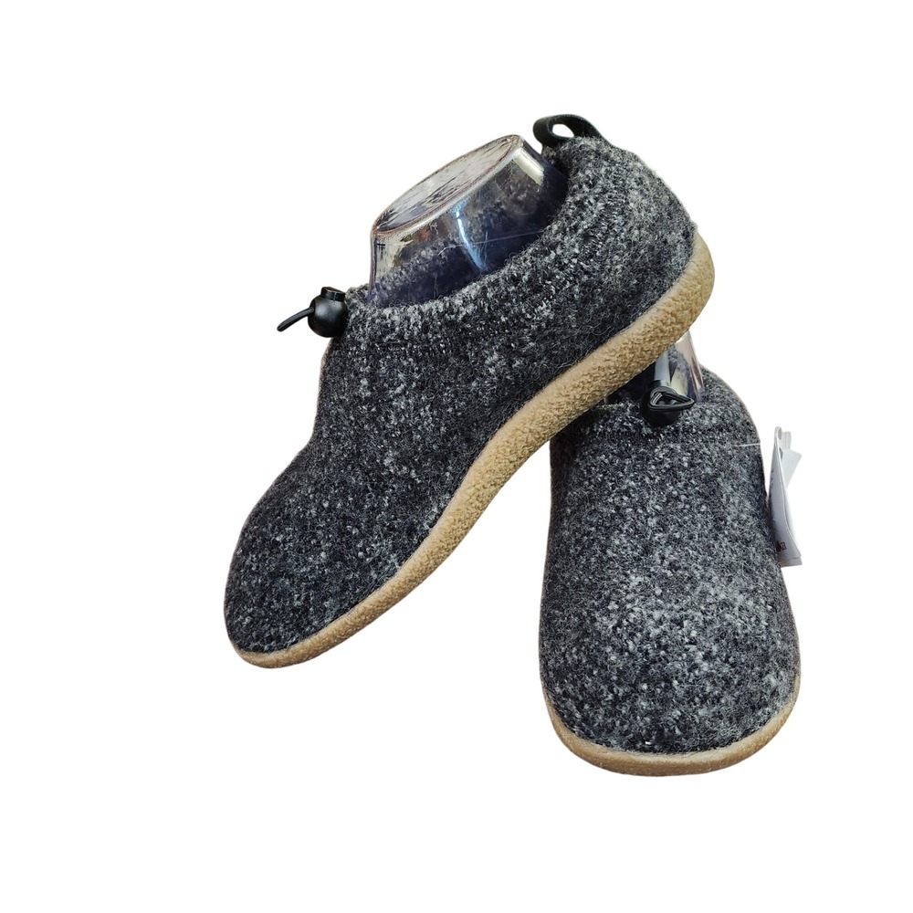 Haflinger Wool Slippers‎ Charcoal Grey Boiled Wool Clogs Toggle Size 41 NEW